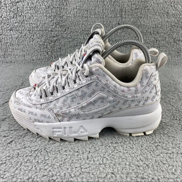 FILA SHOE SNEAKERS Disruptor 2 Multi‎ Womens 7 Lace Up Pull Tab White Blue Logo - Picture 4 of 12